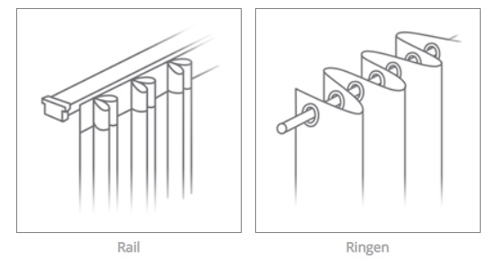 Raamdecoratie met rails of met ringen